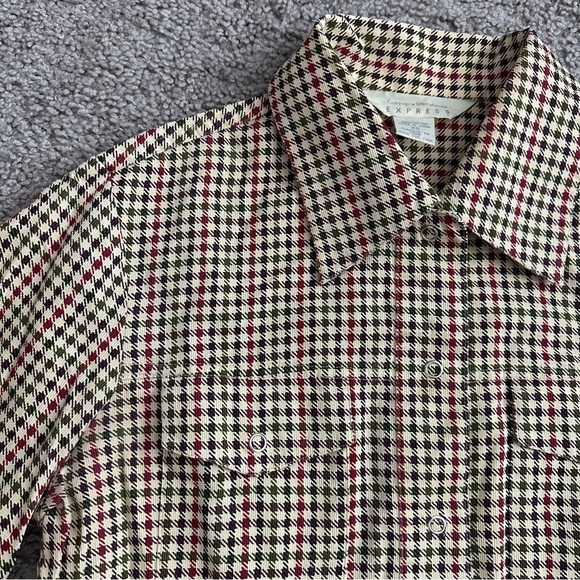 Campagnie Internationale Express Womens Size XS Shepherd Check Plaid Button Up - Picture 12 of 12